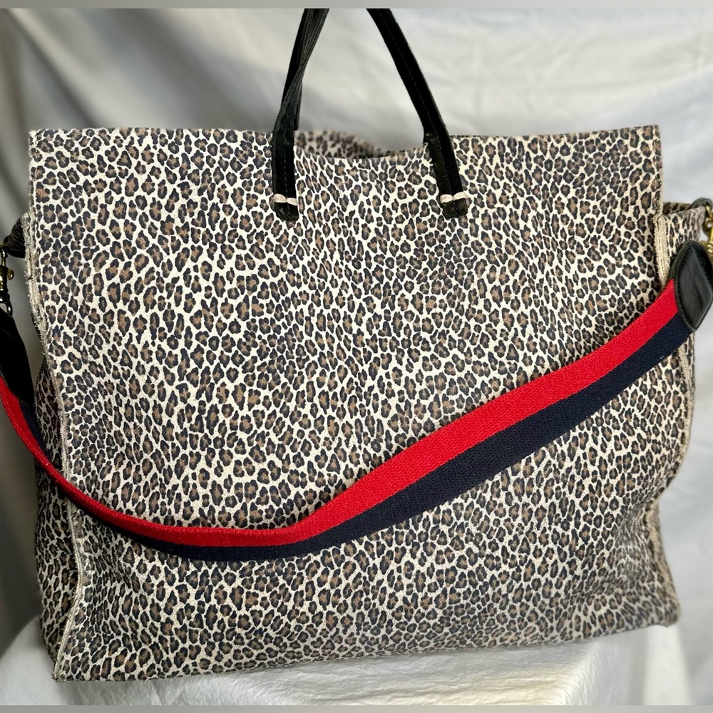 CLARE V. Simple Suede Mini Cat Leopard Cheetah Carryall Tote Crossbody Bag